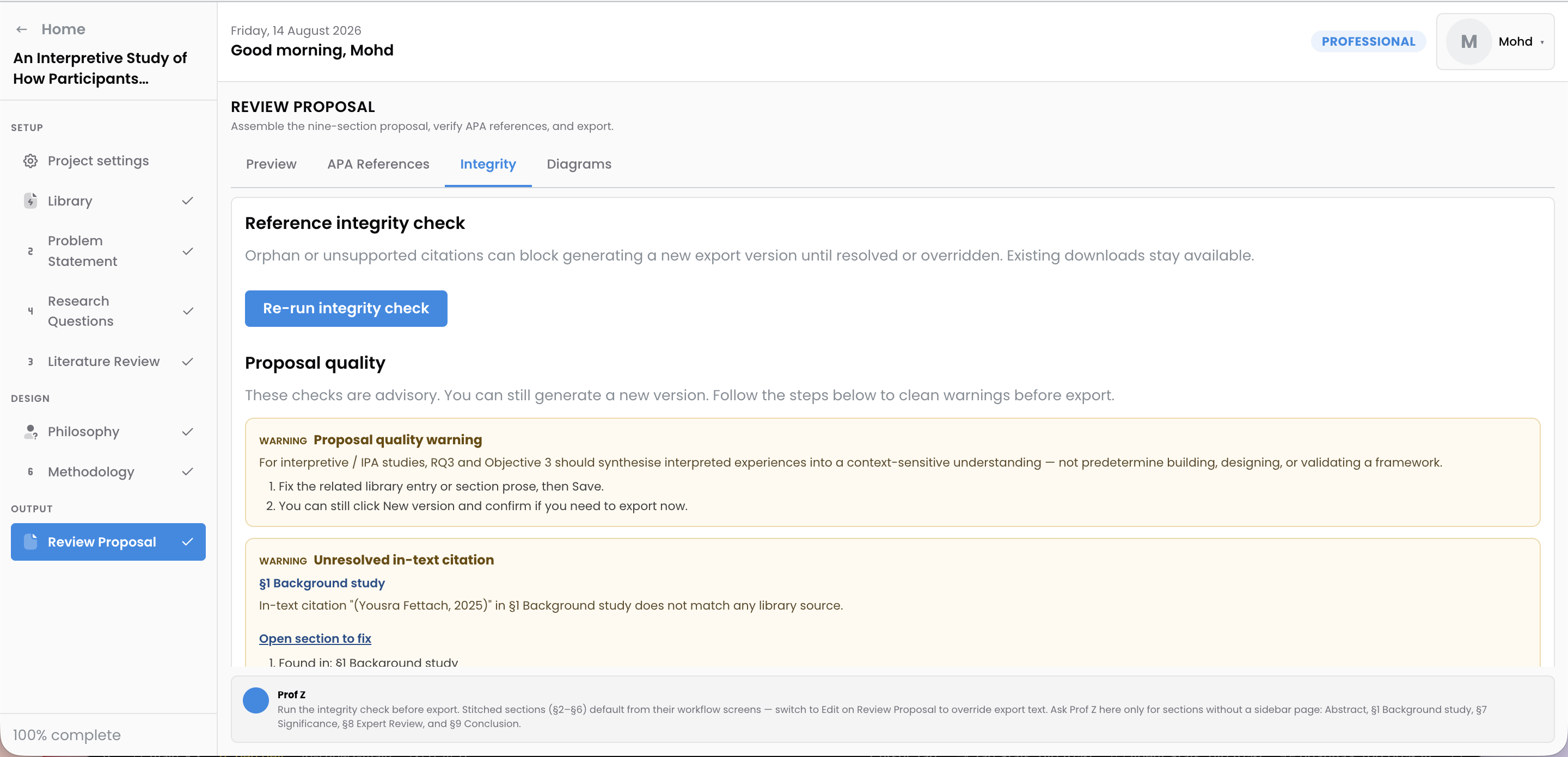 RflowZ citation integrity checks for academic proposals